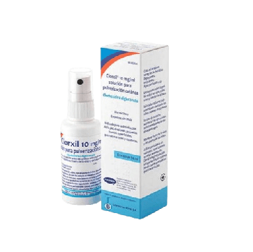 Clorxil 10 mg/g Solución Pulverización Cutánea Frasco 50 ml. Desinfección de la piel.