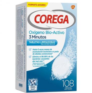 Corega oxigeno bioactivo limpieza protesis dental 108 tabletas