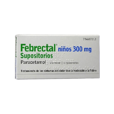 Febrectal Niños 300 Mg 6 Supositorios. Farmacia Llansó