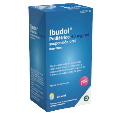 Ibudol Pediátrico 40 mg/ml Suspensión Oral Frasco 150 ml + Jeringa Oral. Farmacia Llansó