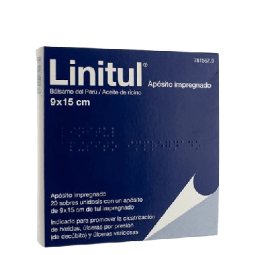 Linitul Cicatrizante 20 Apositos Impregnados 9 x 15 cm. Farmacia Llans-o