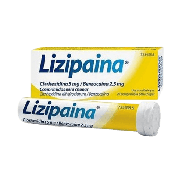 Lizipaina Clorhexidina/Benzocaina 5 mg/2.5 mg 20 Comprimidos (Tubo)