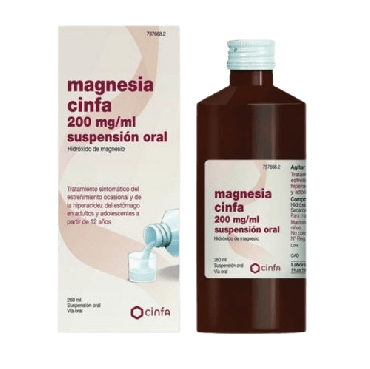 Magnesia Cinfa 200 mg/ml Suspensión Oral Frasco 260 ml. Tratamiento estreñimiento.
