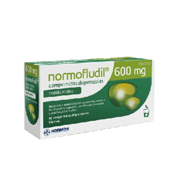 Normofludil Forte 600Mg 20 comprimidos dispersables. Medicamento mucolítico