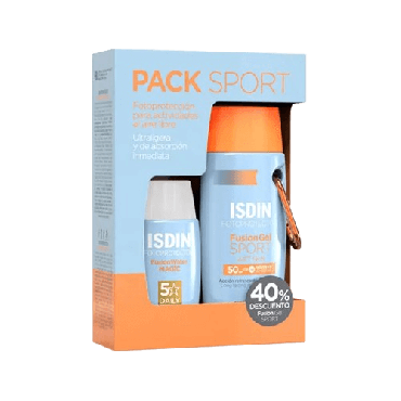 Pack Sport Fotoprotector ISDIN Fusión SPF50 + Gel envase 100ml  + Water envase 100ml