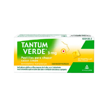 Tantum Verde 3 MG 20 Pastillas para Chupar (Sabor Limón)