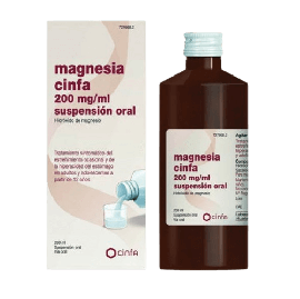 Magnesia Cinfa 200 mg/ml Suspensión Oral Frasco 260 ml. Tratamiento estreñimiento.