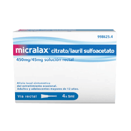 Micralax Citrato Sulfoacetato 450 mg/ml. Solución Rectal alivio del estreñimiento.