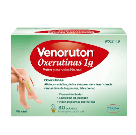 Venoruton Oxerutinas 1 g 30 Sobres Polvo Solución Oral. Alivio del dolor e hinchazón de las piernas.